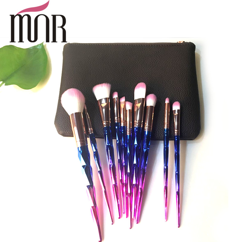Copper Ferrule Plating Rainbow Professional Makeup Brush Set Environment Friendly