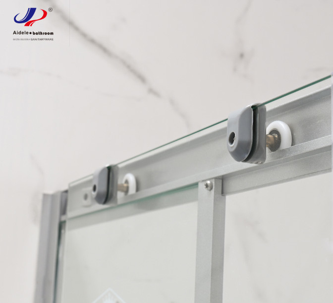 Durable Square Shower enclosure with White block striped Glass and Aluminium Frame