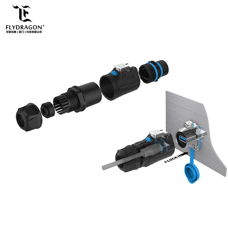 Outdoor PBT Plastic LP24 1.5A USB3.0 Plug and Socket Data Connector with Dust Cover,High Quality and Good Price