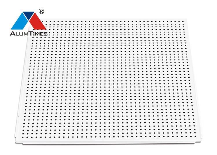 White Perforated Lay In Acoustical Ceiling Tile Panels 600 X 600mm With Round Hole 3.0
