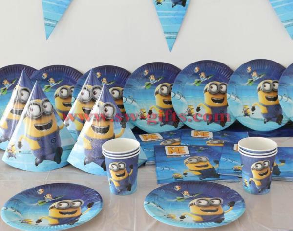 Minions Disposable Party Set Birthday Decorations Kids Boy Baby Shower Cup Plate