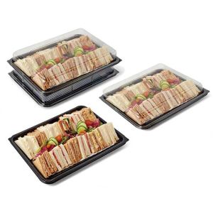 Rectangle Cake Platter With Lid Reusable Buffet Catering Sandwich Trays