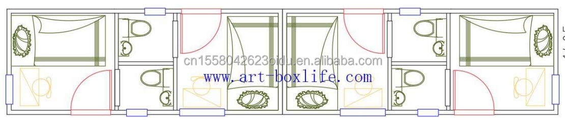Mobile Shipping Container with 4 Bedroom Residential Mini Lounge Wall 50/75/100mm Wave Sandwich Panel
