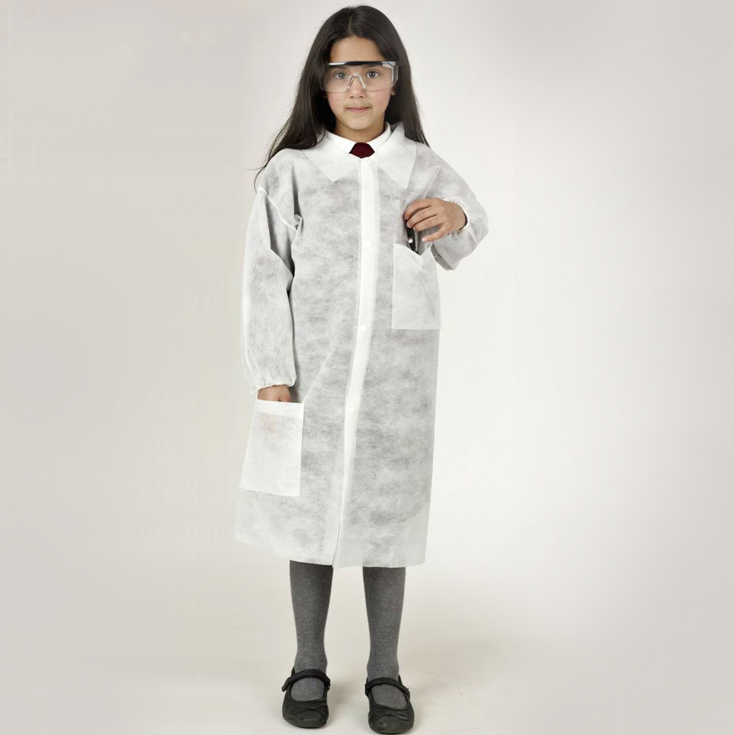 S&J Factory Price Nonwoven Disposable PP white Lab Coat Non woven for Kids or Adults