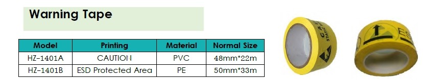 ESD PVC / PE Antistatic Adhesive Warning Tape With Yellow Color And Black Painting