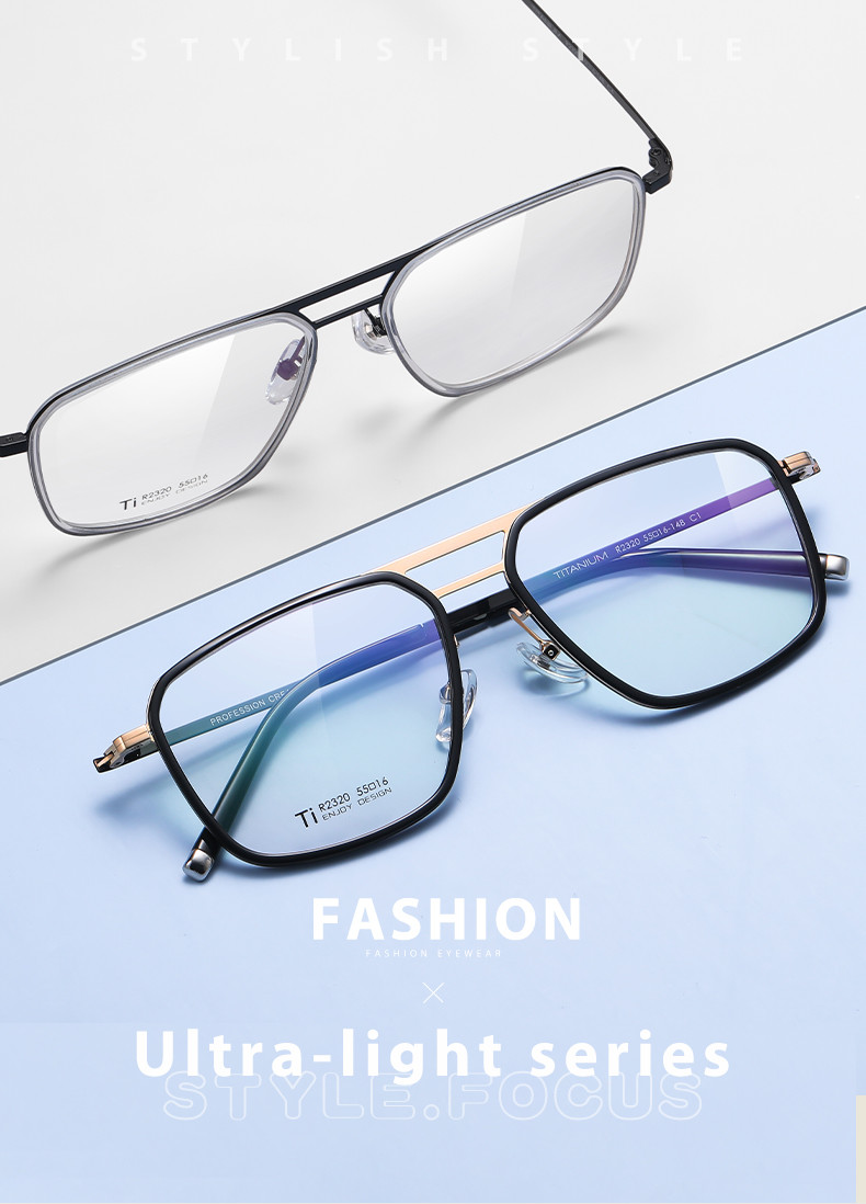 Clear Lens Acetate Titanium Glasses , Unisex Metal Frame Glasses