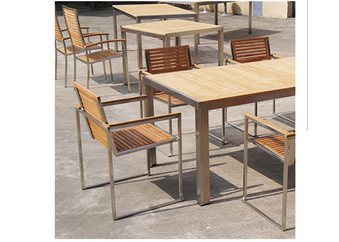 Stainless Steel Solid Wooden Outdoor Furniture High End With OEM / ODM Special Offer