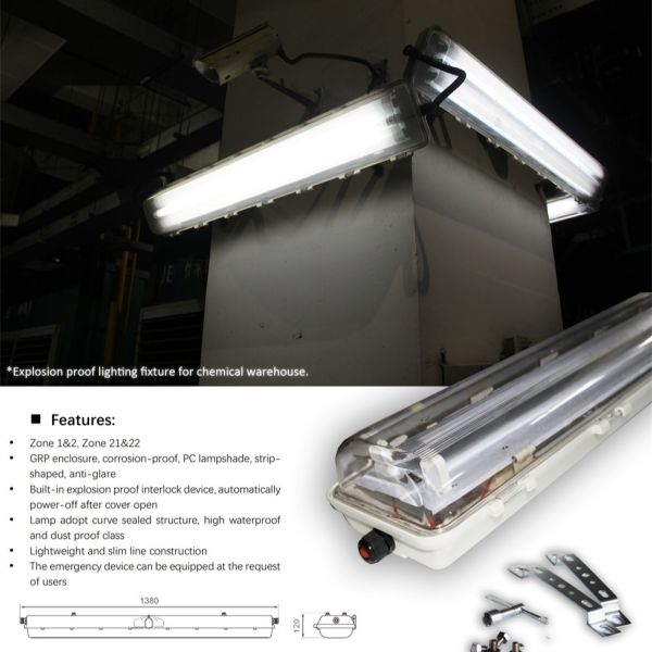Quality ATEX & IECEx Certified Explosion Proof Fluorescent Light | IP66 Flameproof Linear Lighting for Hazardous Areas for sale
