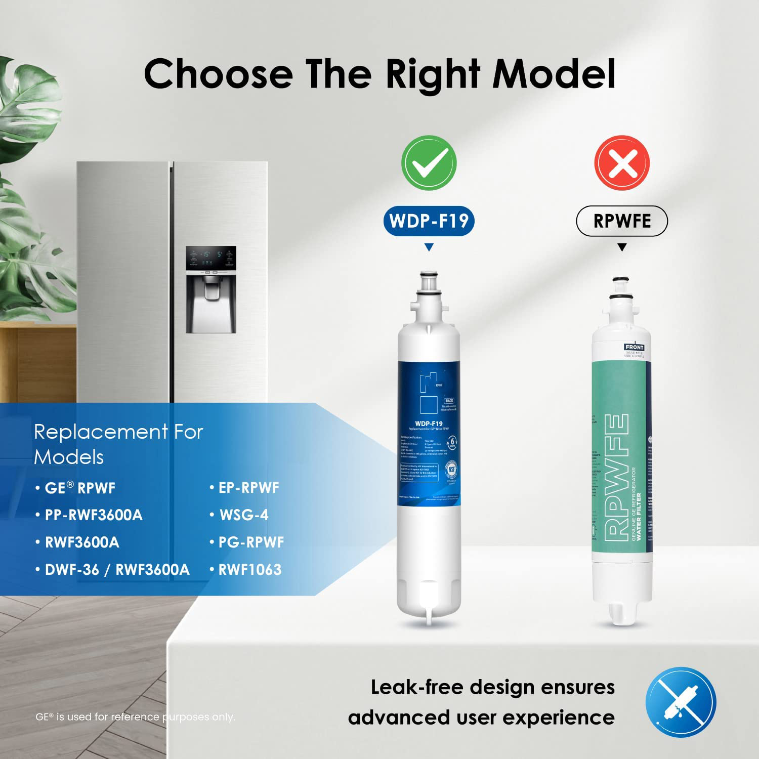 WDP-F19 Certified Refrigerator Waters Filter Replacement Cartridge With 19W Power