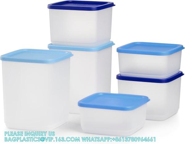 Stacking Square Storage Set - Dishwasher Safe & BPA Free - (6 Clear Containers +