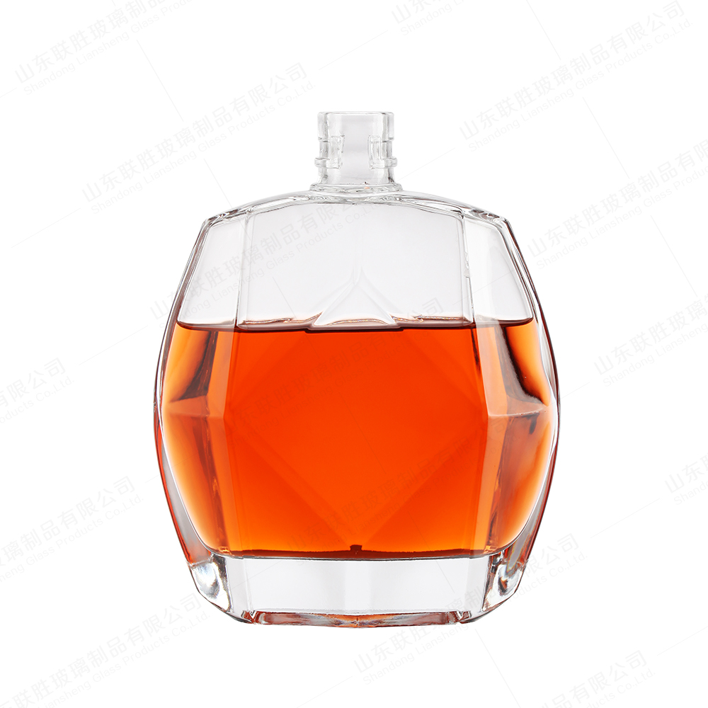 Customized Flat Glass Bottle 375ml 500ml 750ml 1000ml Whiskey Liquor Bottle for Home Bar
