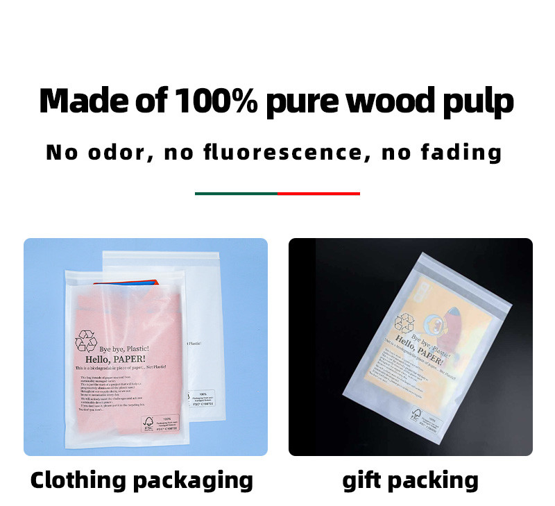 100% Fully Biodegradable White Translucent Paper Bags For Sock Clothes Packaging