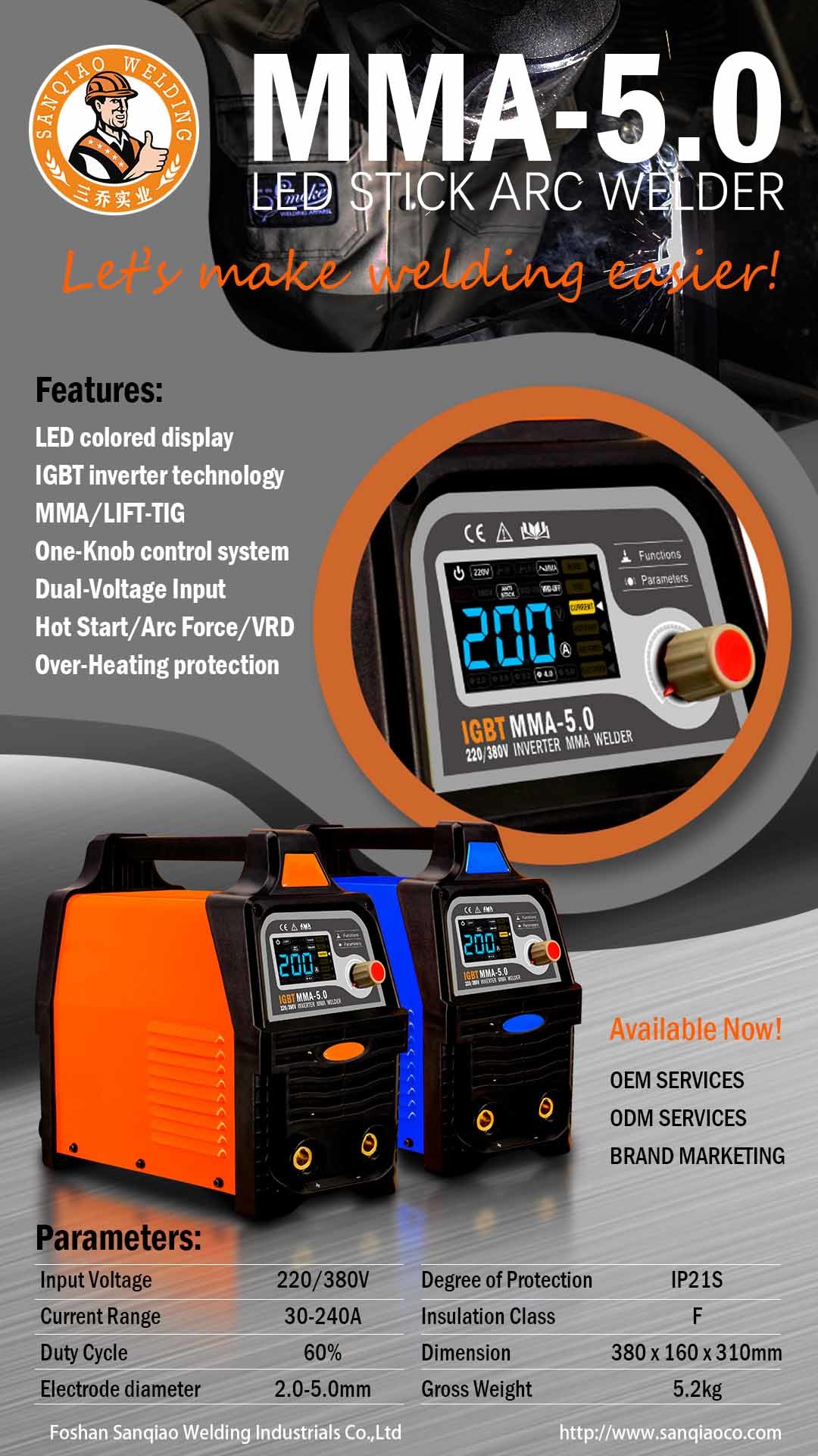 LED Multi Functional Welding Machine IGBT Inverter 30-240A 5.2kg Weight