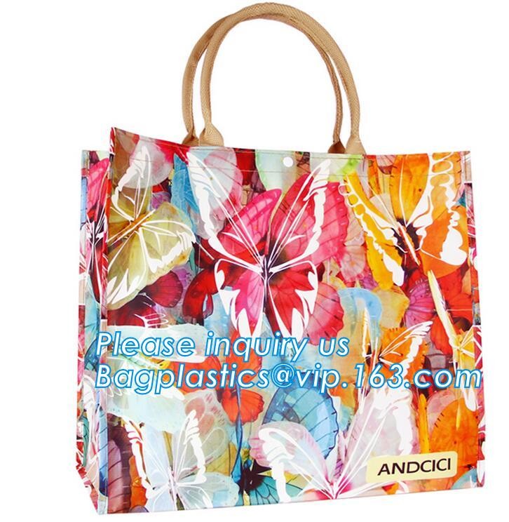 Pvc Travel Biodegradable Shopping Bags Drawstring Handle Handy Women Shopper Reusable Fashion Pvc Tote Bags