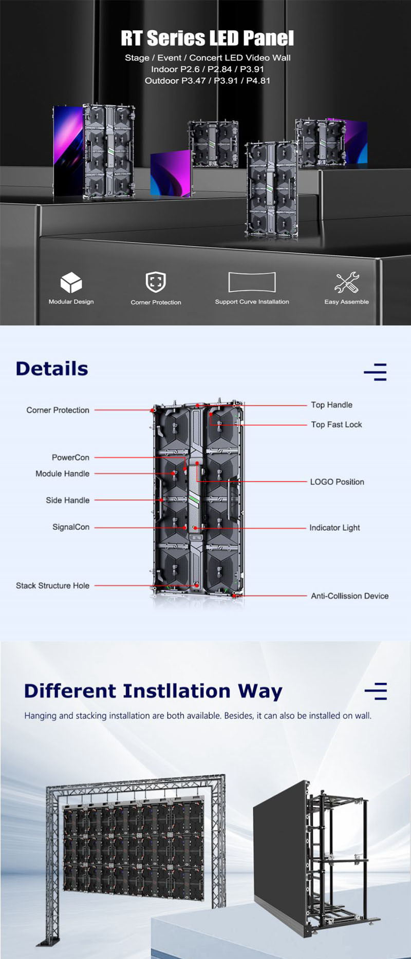 DJ Booth P4.81 Rental LED Screen 500x1000mm Diecasting Cabinet