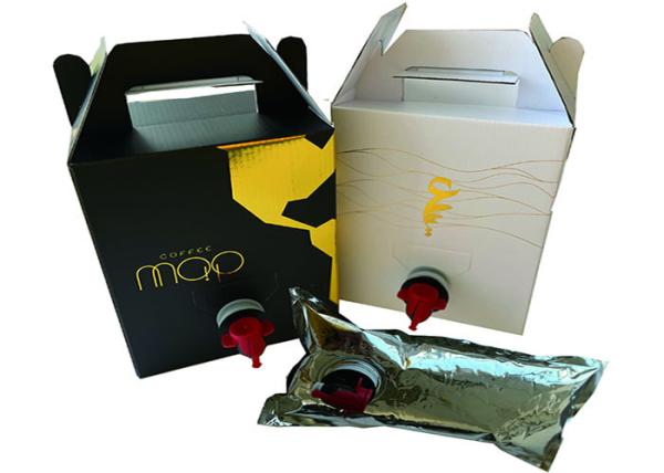 Golden Stamp Printing Arabic Hot Coffee Bags In Box With Spigot / Connector