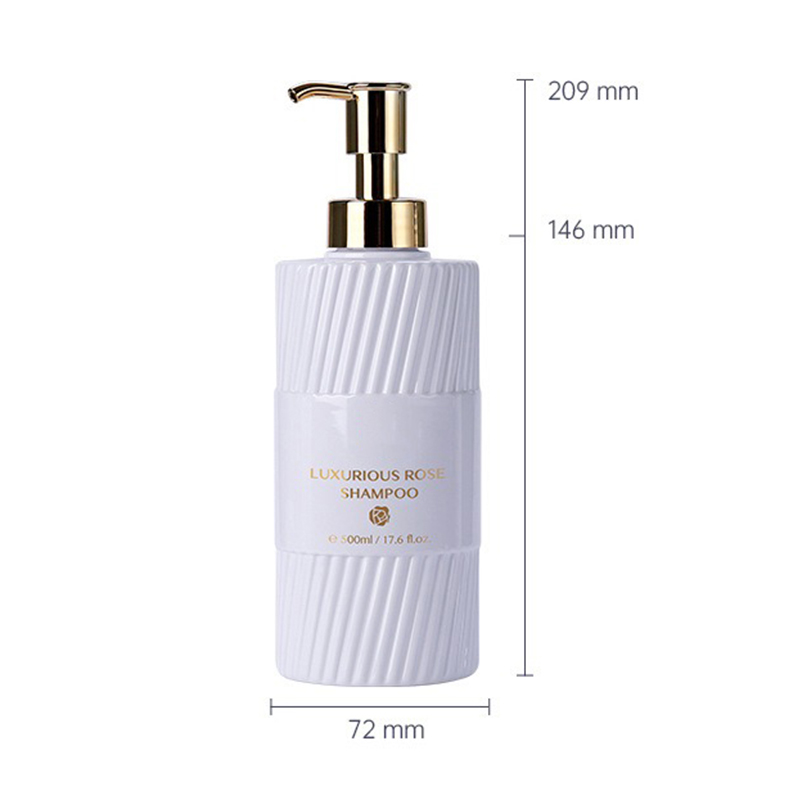 500ml White/Black PET Smooth Bottle With Gold Pump Head For shampoo lotion bottle