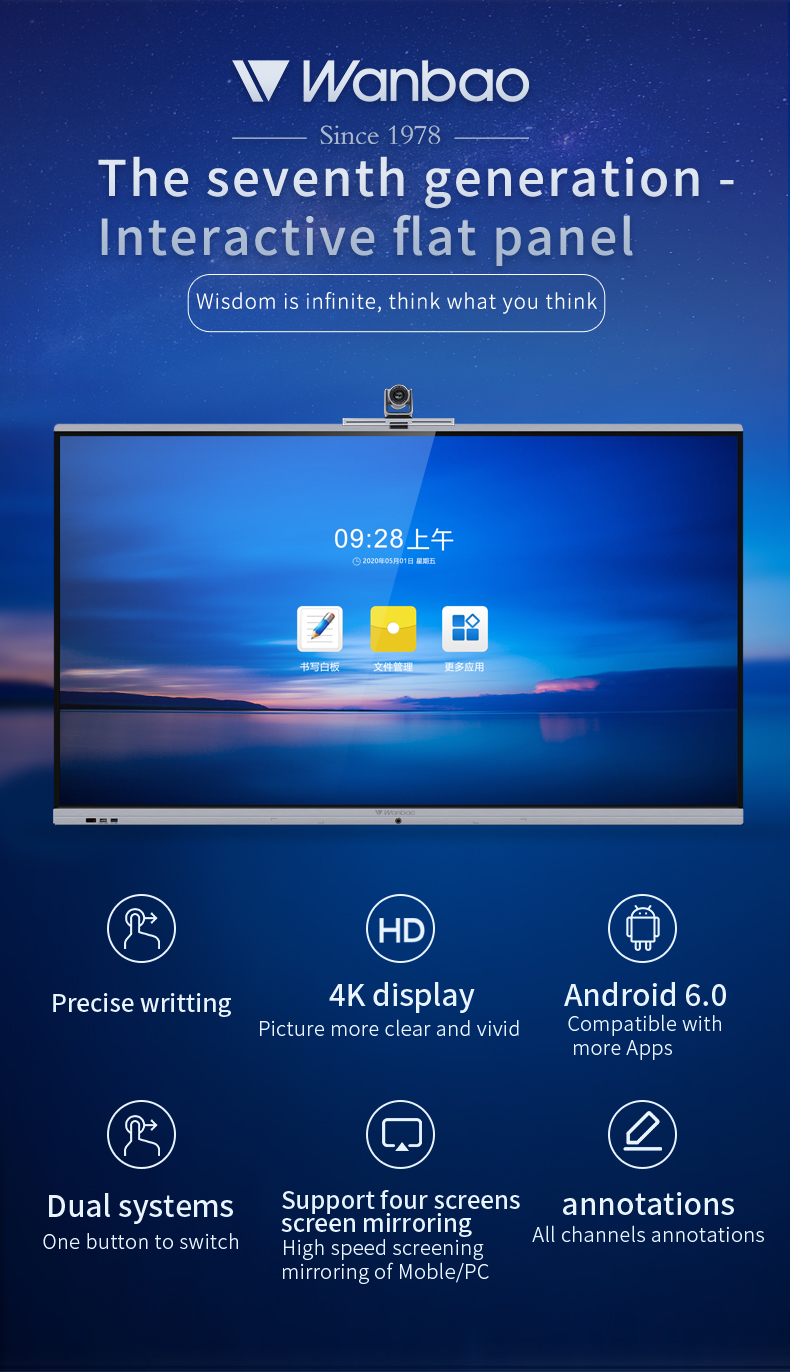 86 Inch Smart Board 4K LCD Interactive Whiteboard 20 Points Cheap For University