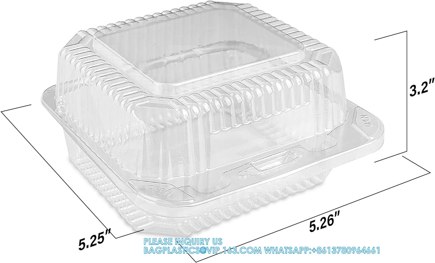 The Bakers Pantry Cake Roll Container Hinged Lid Disposable 9"X 5 Loaf Deep Cookies Plastic Containers D
