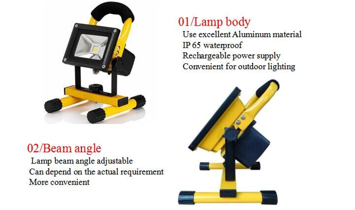 Emergency Outdoor Rechargeable LED Flood Light IP65 Waterproof 4-5 Hours