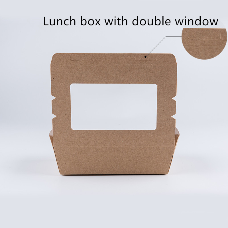 1200ml 337 380 400gsm Kraft Paper Lunch Box With PET Window