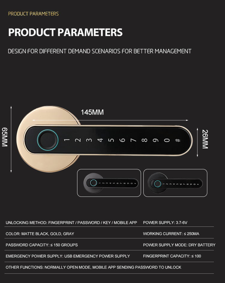Bluetooth / Tuya APP Smart Door Knob Fingerprint Zinc Alloy Material