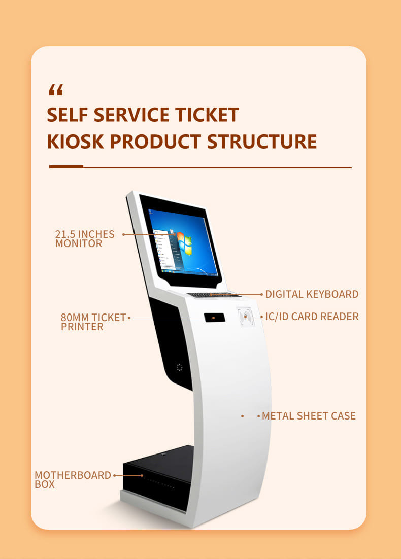 19 Inch Self Service Ticket Collect Terminal Touch Screen Self Service Kiosk