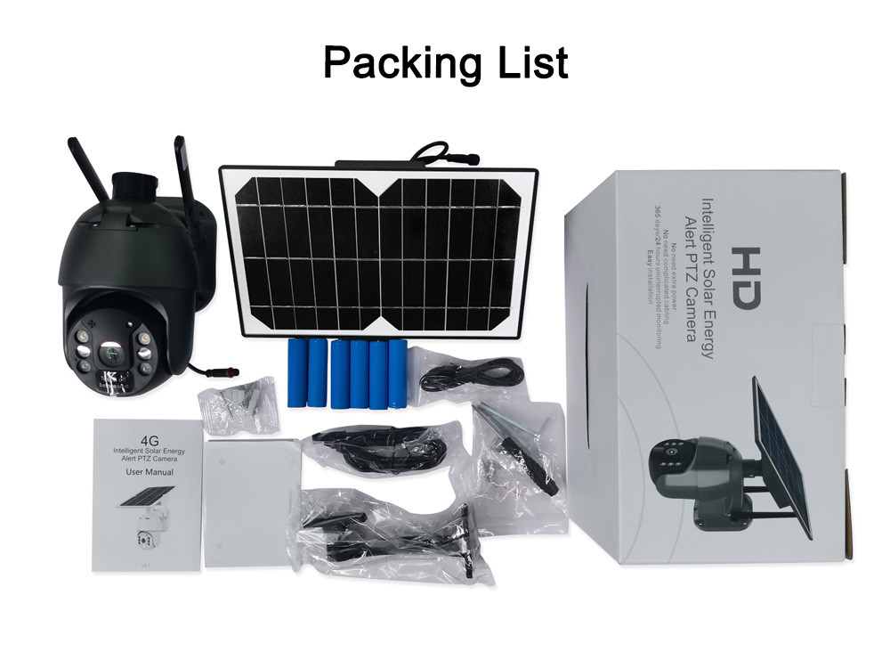 2K 4G Solar Camera Cloud Storage 8W Solar Panel 15600mAh Rechargeable Battery Camera