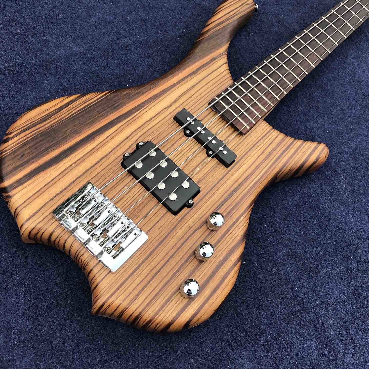 2020 New 4 Strings Buzzard Natural Color Top Neck Through Bass Guitar