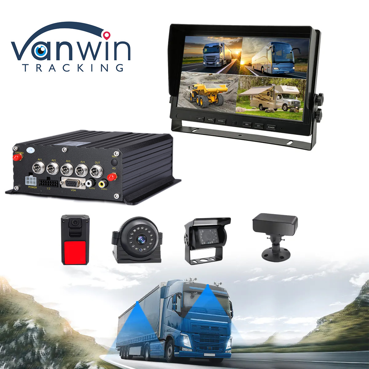 4CH 1080P H.265 SD Card Mobile DVR GPS Tracker For Car Recording Instrument