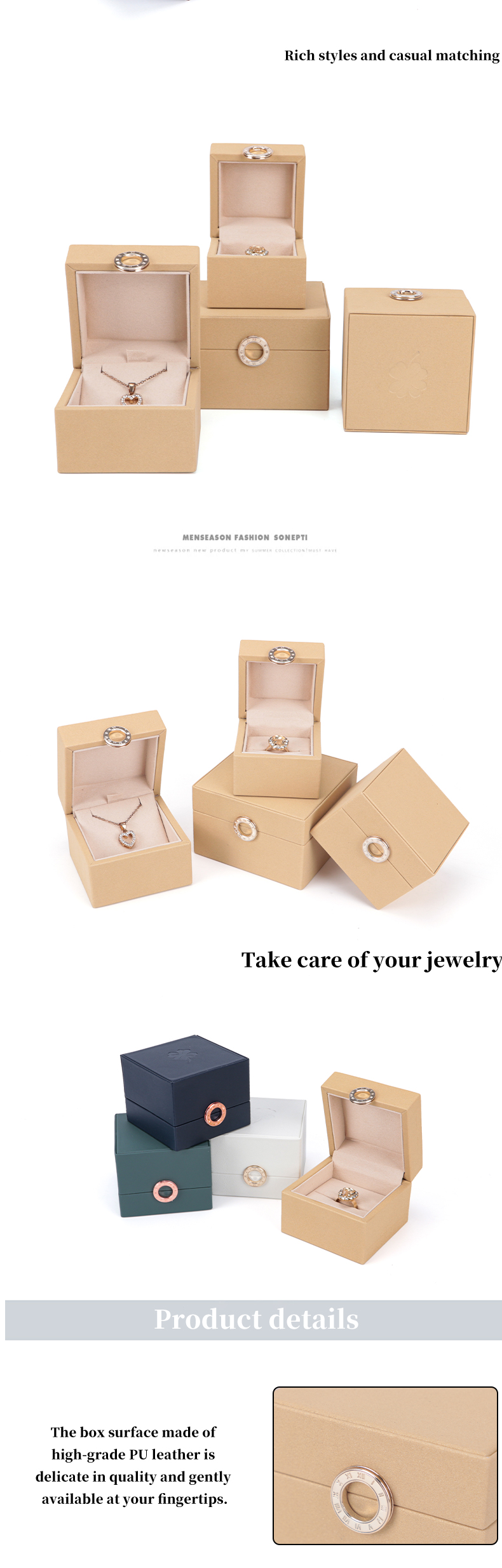 Custom Hot Stamping Logo Four-Leaf Clover PU Leather Jewelry Box for Customized Size Rings