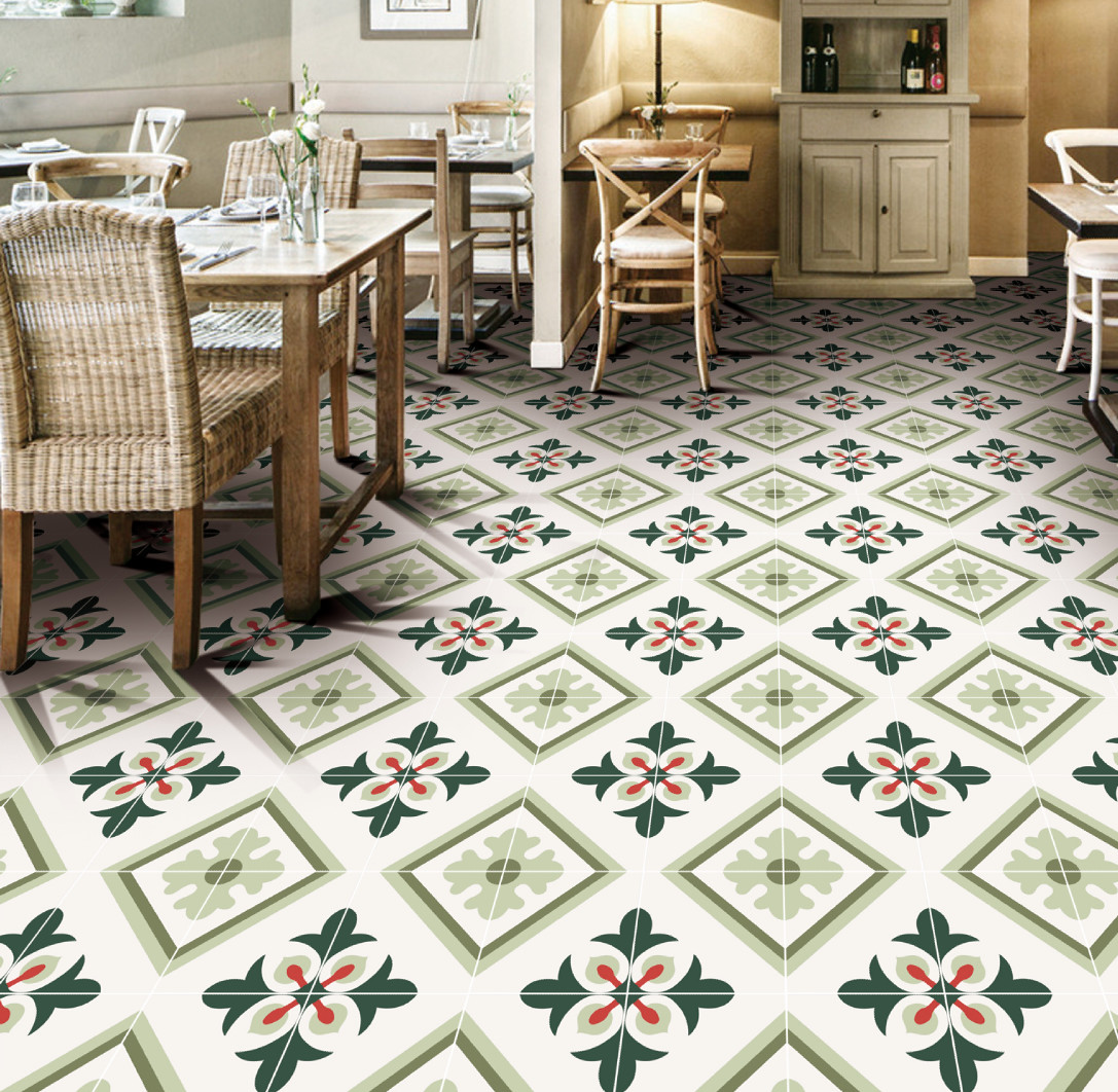 Green And Red 20x20cm Interior Floor Tiles And Non-Slip Ceramic Rustic Tile For Dining Room