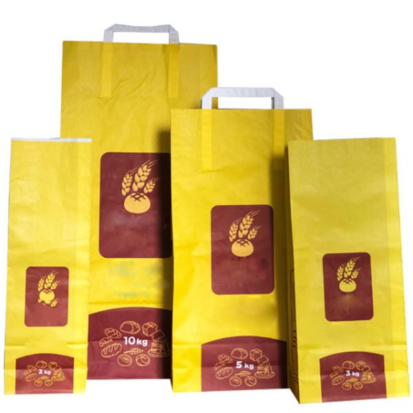 OEM Wheat Flour Kraft Paper Packaging Bags Customized Printing Side Gusset