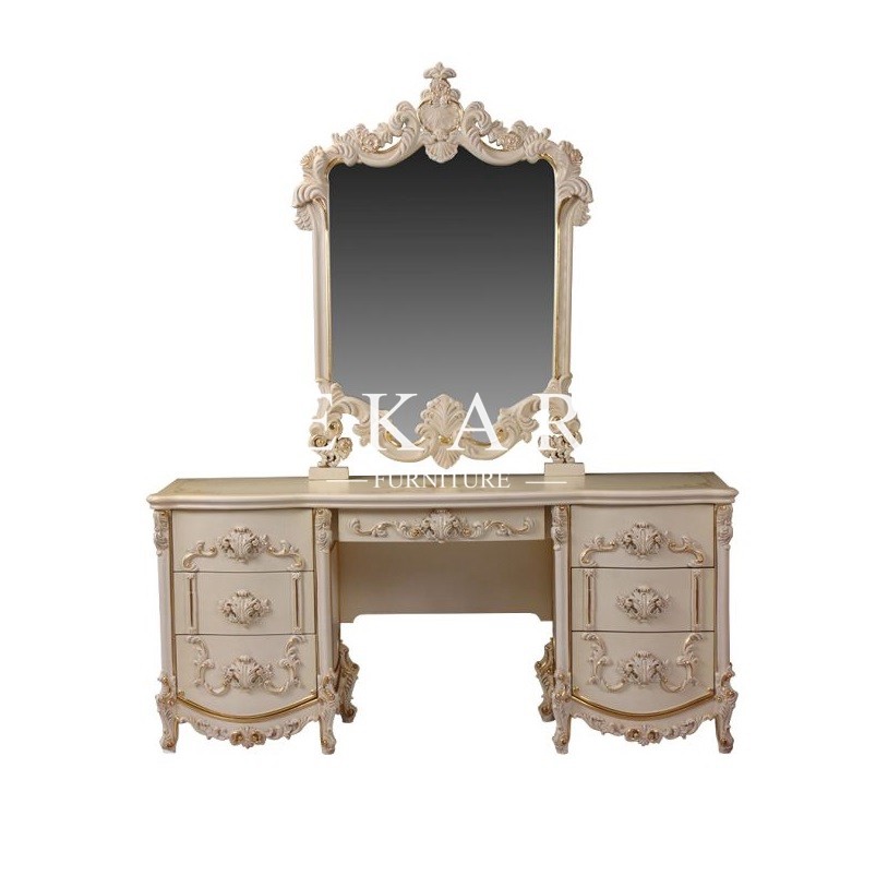Classic Carved Dresser With Drawer Makeup Vintage Vanity Dressing Table LS-A101D