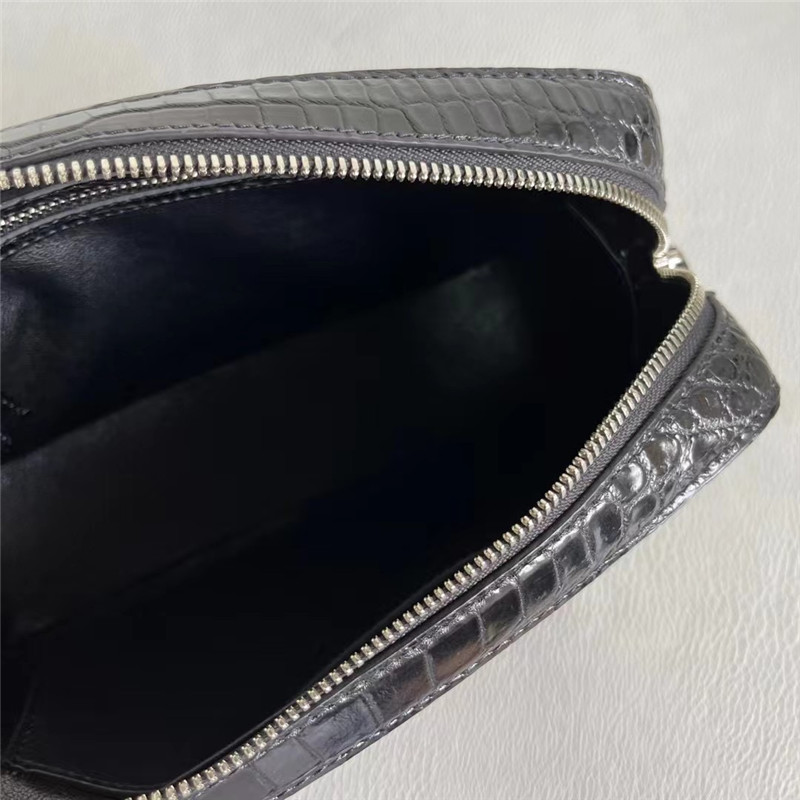 Genuine Crocodile Belly Skin Men Small Flap Bag Waistlets Clutch Purse Exotic Real Alligator Leather Male Shoulder Bag