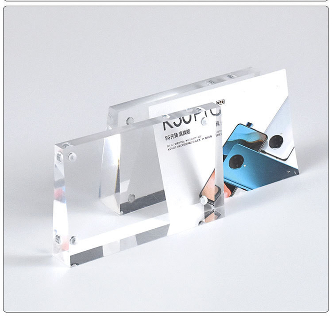A4 A5 Size Acrylic Price Sign With Strong Magnetic Bases Standing Slanted Display Signs