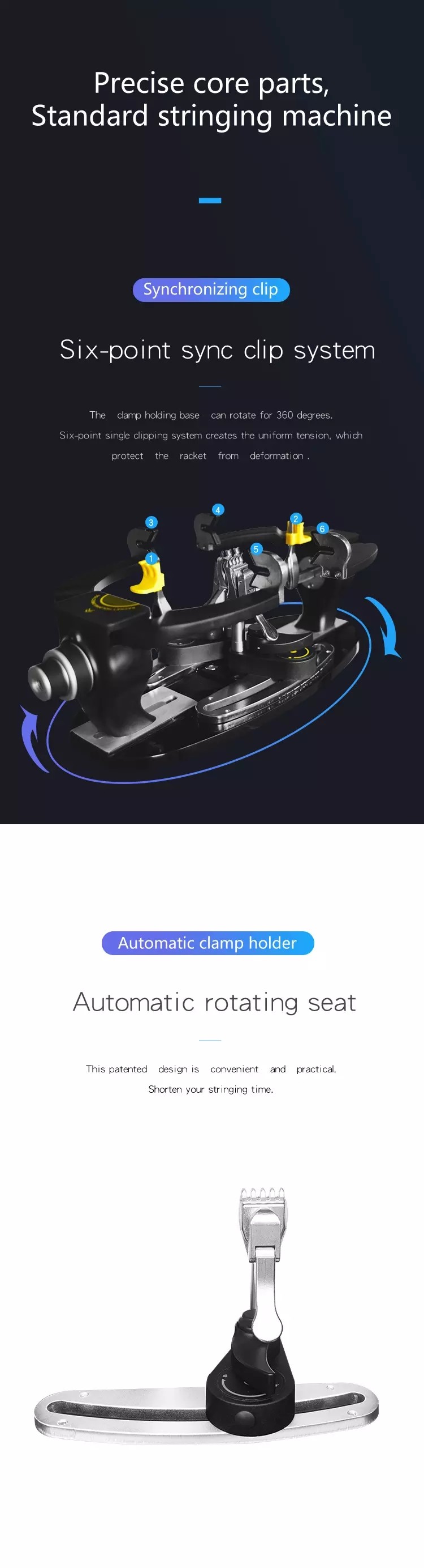 6 Point Tennis Racket Stringing Machine For Badminton And Tennis Racket