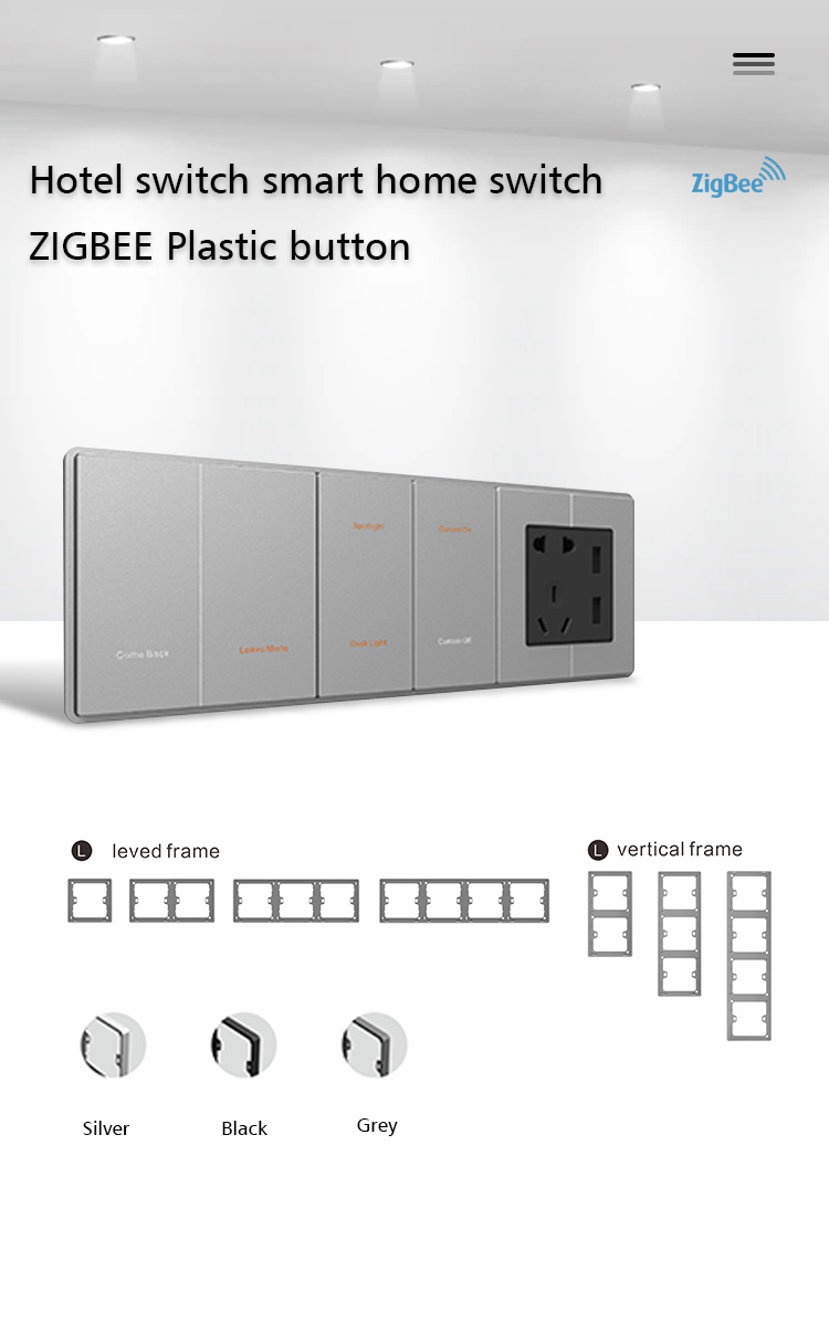 UK Square Box Smart Zigbee Light Switch Plastic Full Panel