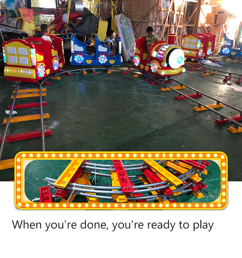 Theme Park Kiddy Ride Machine Electric Kiddie Ride On Train With Track 5 Players
