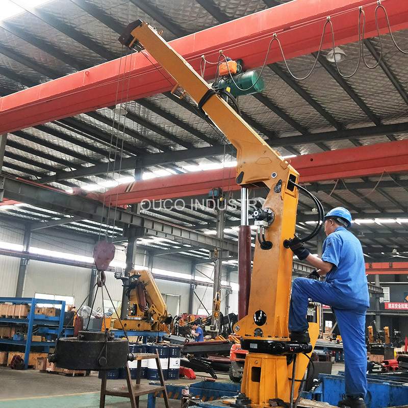 Q345b Steel 0.6T5M Hydraulic Telescopic Boom Crane Ship Marine Deck Crane