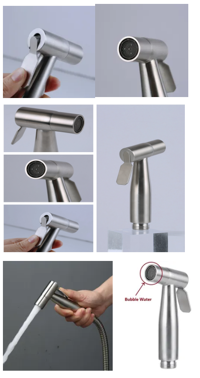 Plastic SS304 Bathroom Bubble Water Bidet Sprayer Set With Hose Jet Held Attachment
