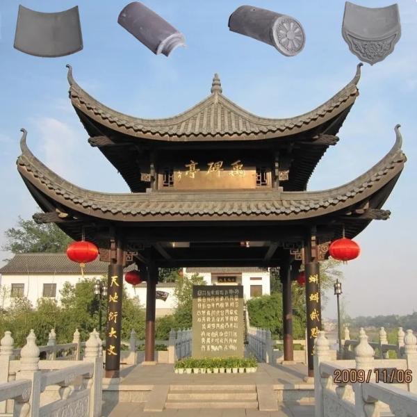Garden Pagoda Material Unglazed Clay Roof Tiles For Building Repairing