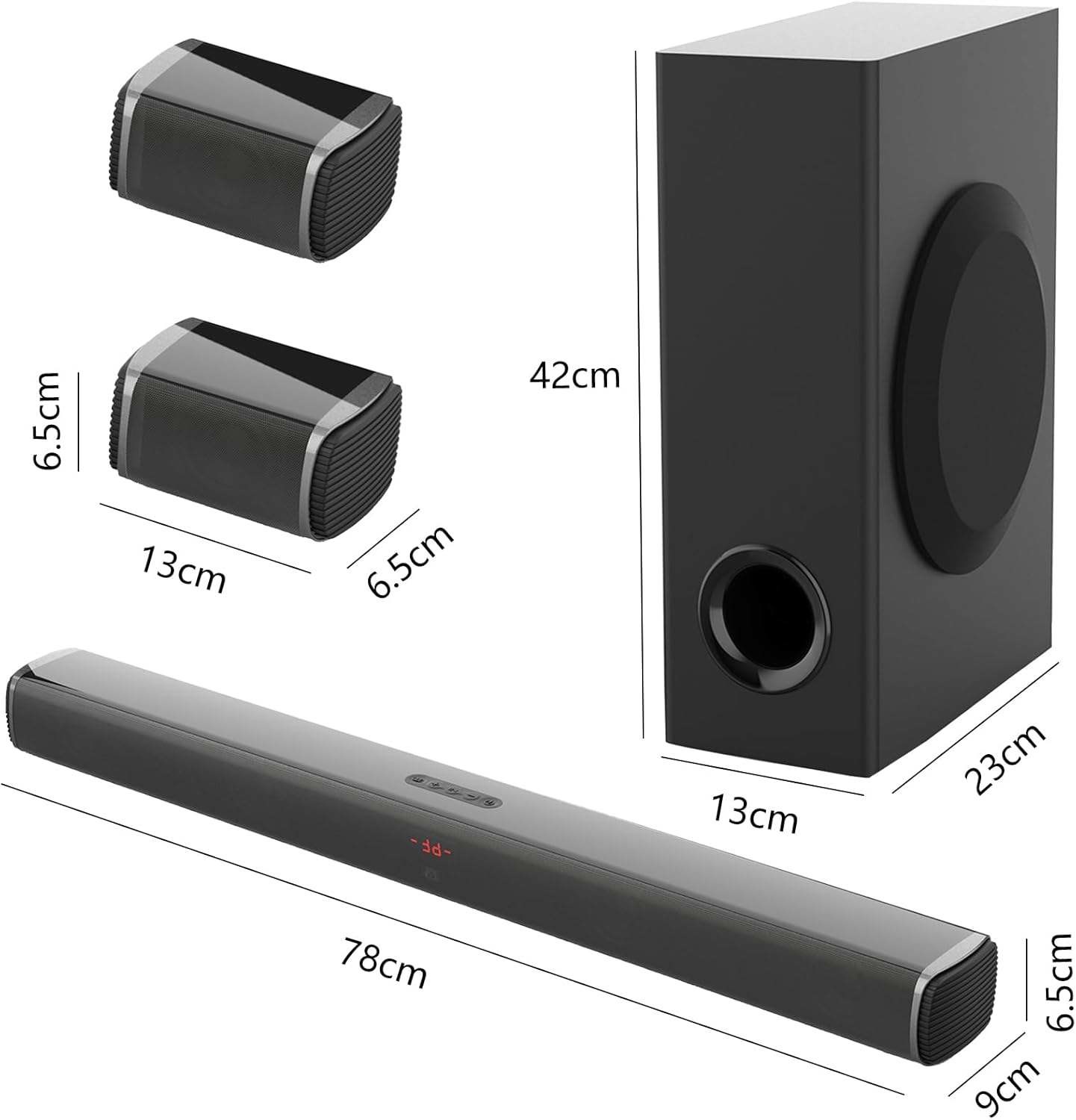 ABS 5.1 Channel Soundbar with Bluetooth 5.0 and Multiple Connections 5.25 Woofer