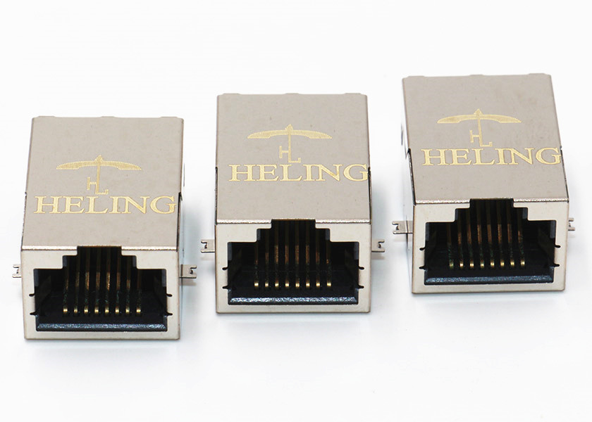 Gigabit Surface Mounting Magnetic Modular Jacks Side Entry Brass Shielded Shell