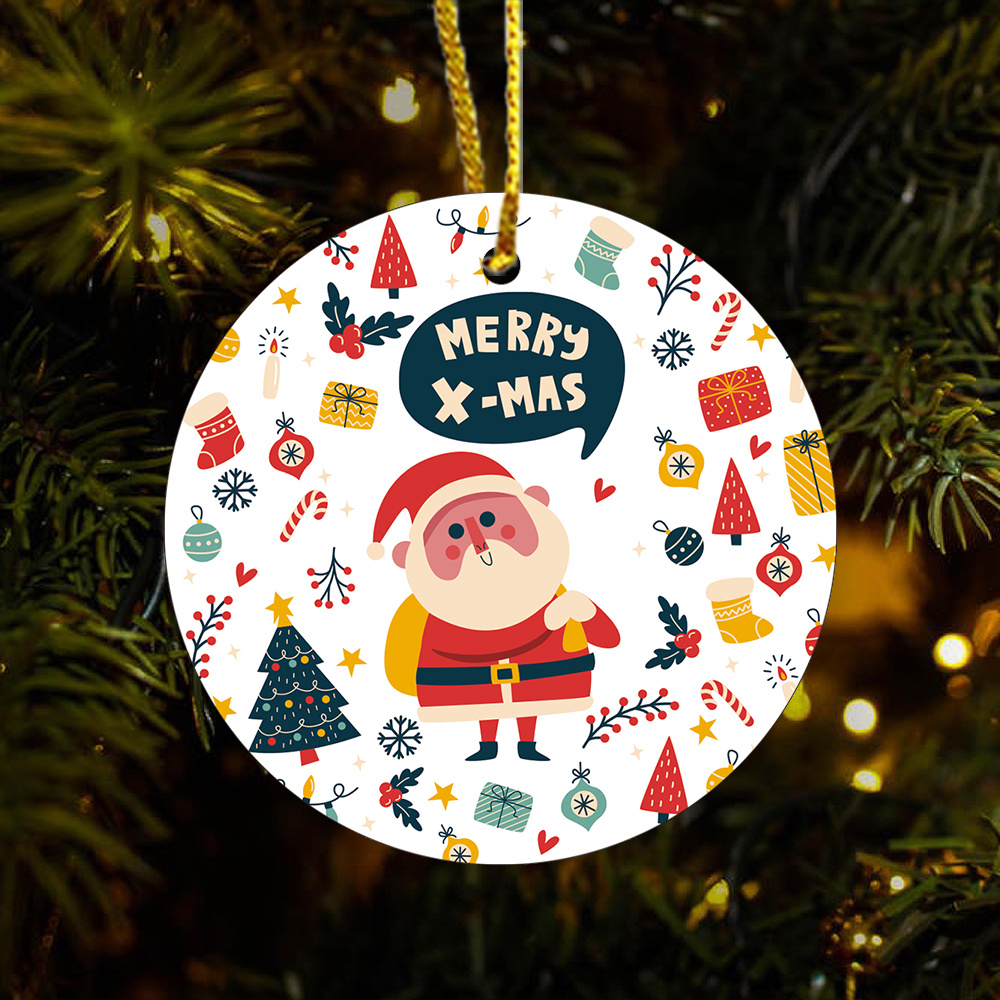 Custom Ceramic Hanging Christmas Tree Ornaments For Festival Holiday Decoration