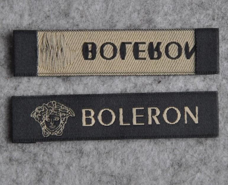 Shuttle Loom Fold Woven Labels For Garments Washable Hot Cut / Laser Cut