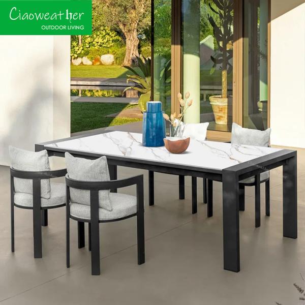 Standard Size Outdoor Restaurant Patio Furniture with Aluminum Armrest Chairs