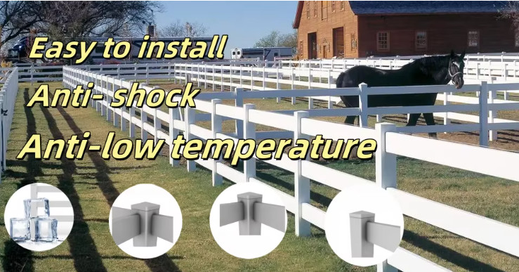 4 Rails Flexible Fence White PVC Horse And Ranch Fence Kit 60 in Tall