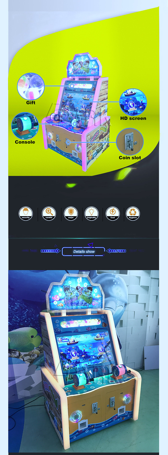 1 - 6 Player Entertainment Game Equipment Happy Fishing simulator With 32 Inch Screen