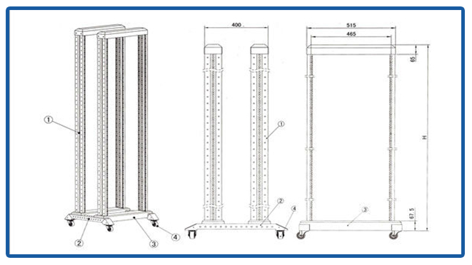 Open Frame Server Rack Cabinet , Rack Mount Frame Static Loading 150kg